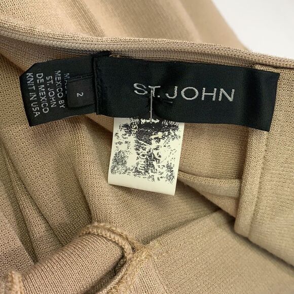 St. John tan pleated bow front pencil skirt - Picture 7 of 7